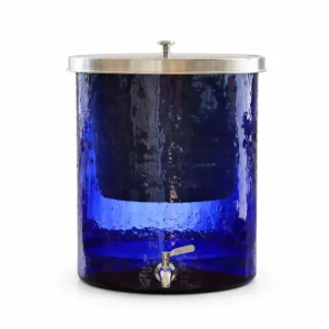 Purificador de agua en vidrio azul cobalto