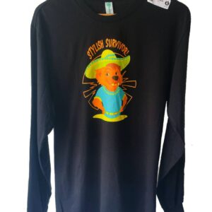Camiseta unisex negra de manga larga con ilustración del lobo mexicano en algodón orgánico