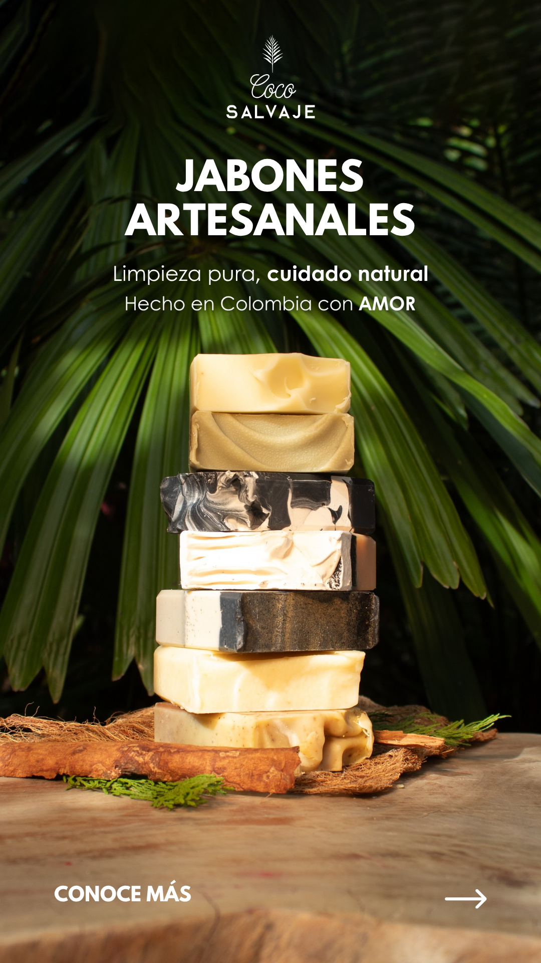 Jabón corporal solido artesanal - Coco Salvaje