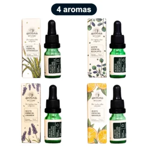 Aceite esencial 10 ml Biogar en 4 aromas: citronela, eucalipto, lavanda y naranja