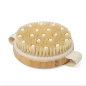 Cepillo exfoliante corporal redondo de bambú
