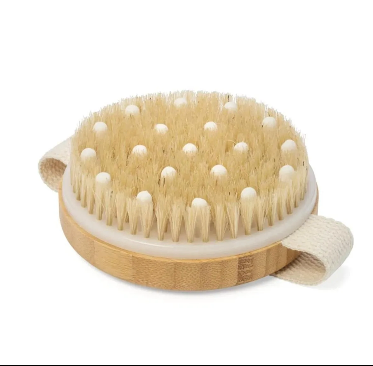 Cepillo exfoliante corporal redondo de bambú