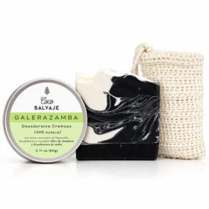 Kit Empieza lo bueno de Coco Salvaje: desodorante en crema 60 g, jabón artesanal y bolsa de sisal