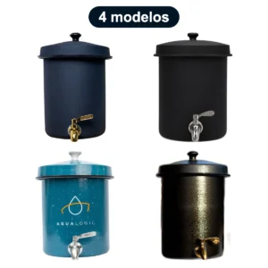 Mini purificador de agua en peltre 5,5 litros Agualogic en 4 modelos: micromate grifo dorado, micromate grifo plateado, aguamarina y romano