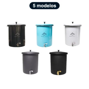 Purificador de agua en peltre 20 litros Agualogic en 5 modelos: negro jaspeado, azul turquesa, blanco, micromate con grifo plateado y micromate con grifo dorado